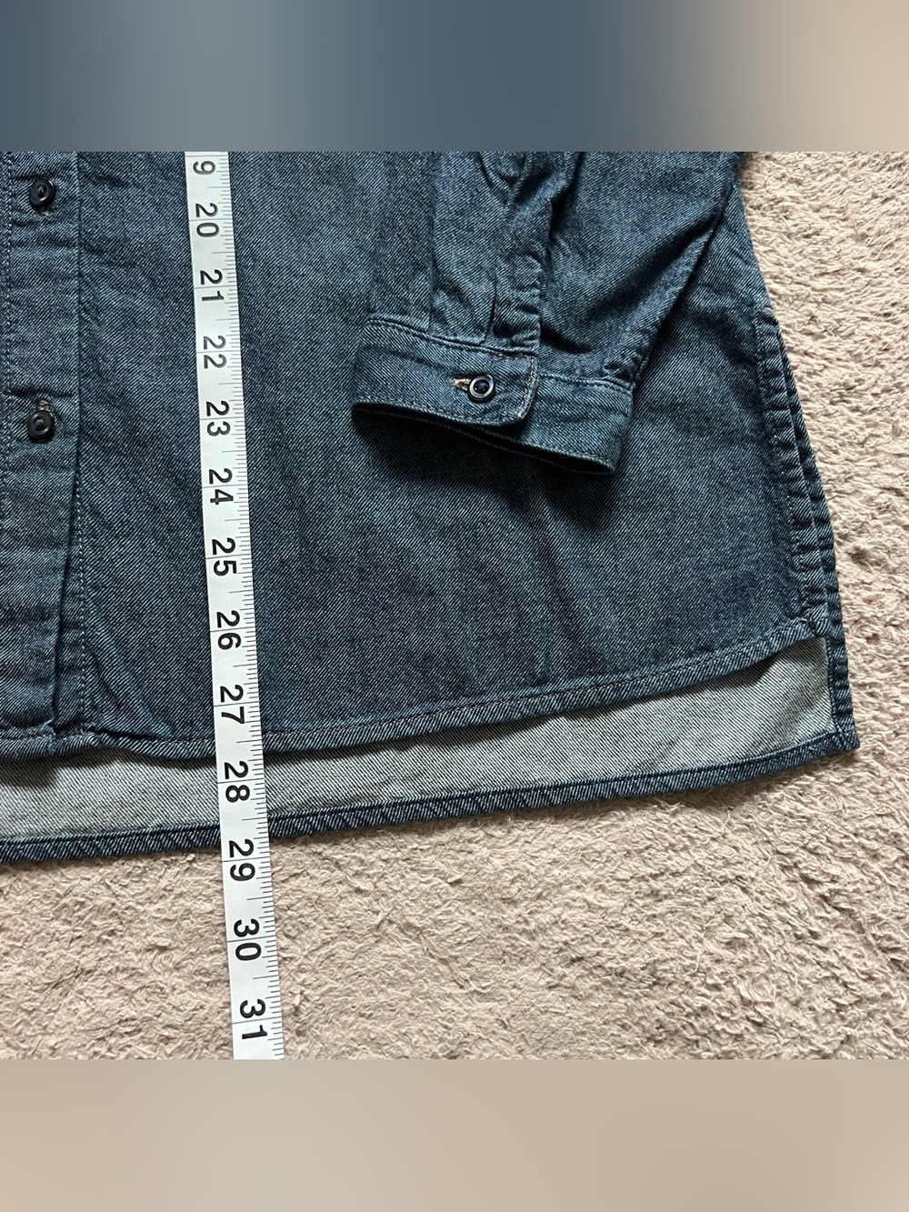 Eileen Fisher Organic Cotton Denim Wash Hi-Lo Shirt Preppy Old Money Sz XXS - Picture 6 of 7